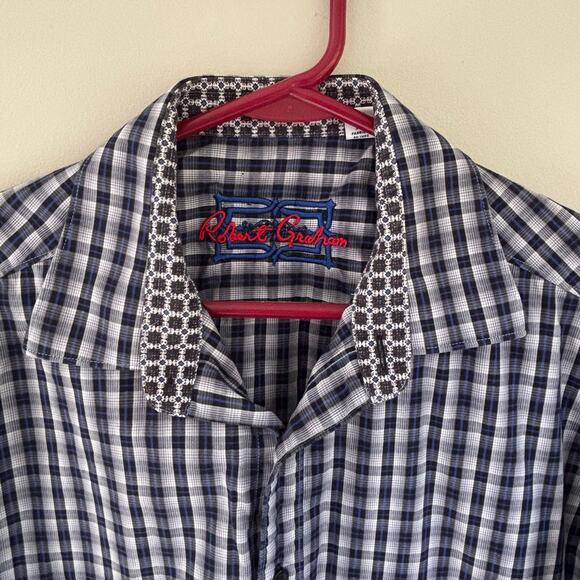 Robert Graham Men's M Checkered Plaid Button Up Contrasting Cuffs Casual - Picture 2 of 10